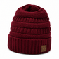 Ponytail Knit Beanie - Maroon
