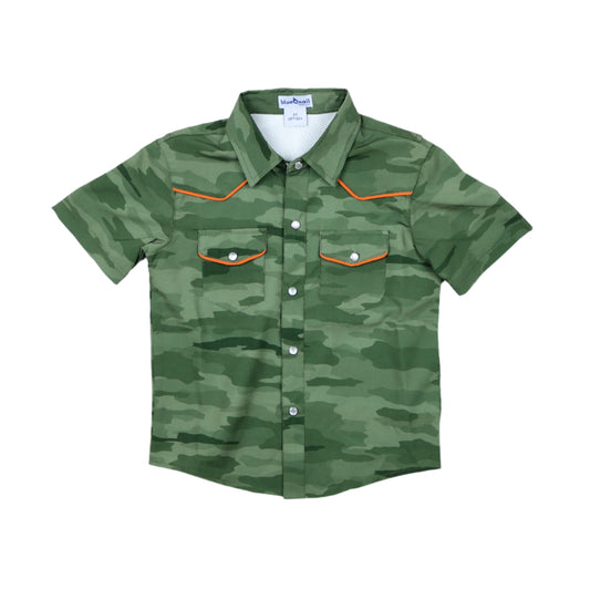 Youth Post Oak Camo Short Sleeve Pearl Snap Shirt