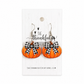 A pair of orange pumpkin-shaped dangle earrings with black-and-white gingham bows, displayed on a white branded card that reads 'The Thankful Creations'.