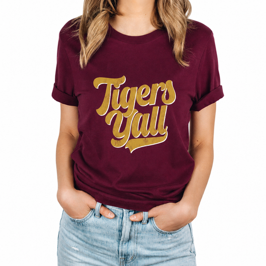 Tigers Y'all T-Shirt - Maroon