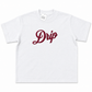 Drip Script Embroidered Cropped Boxy T-Shirt