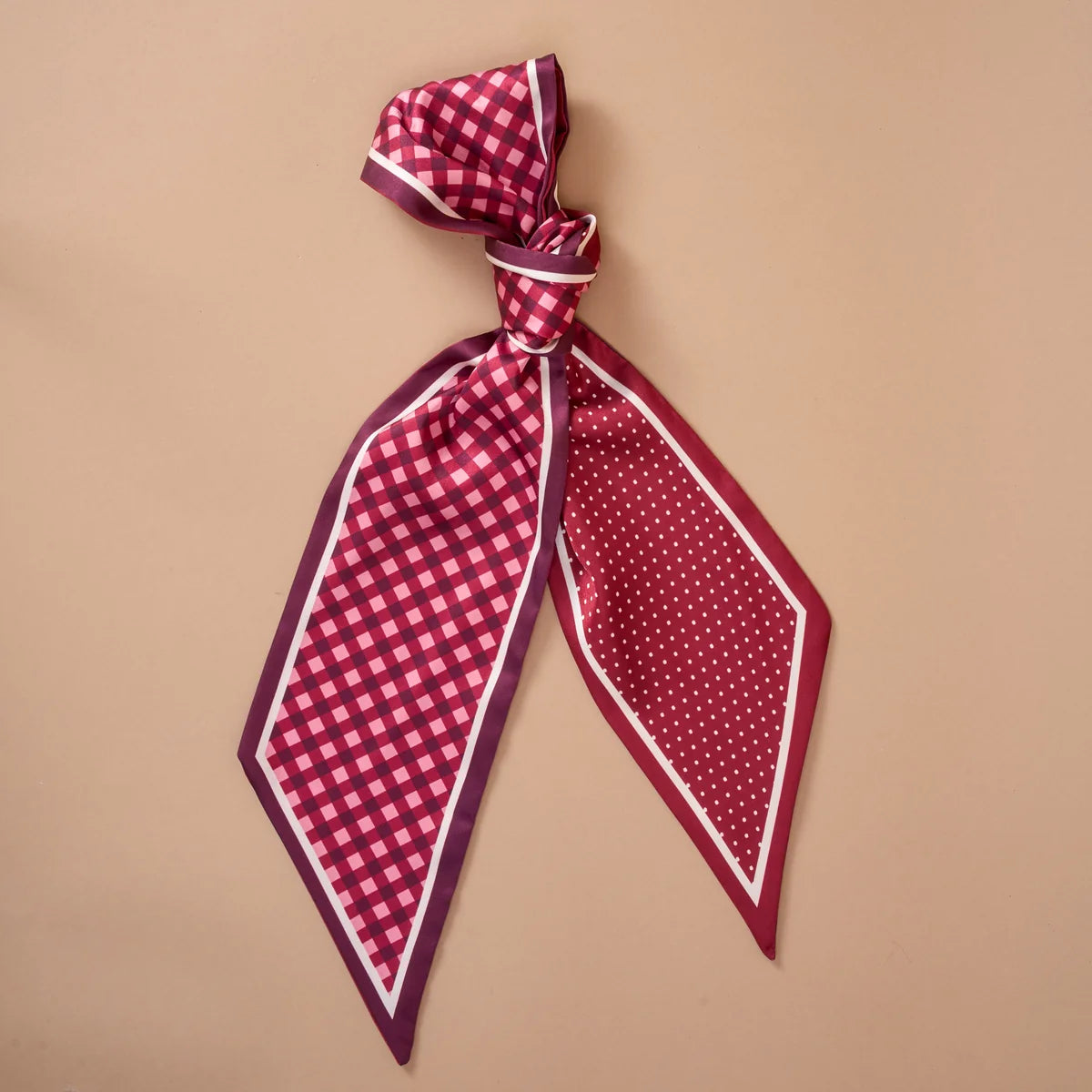 Twirl & Tie Scarf-Gingham Burgundy