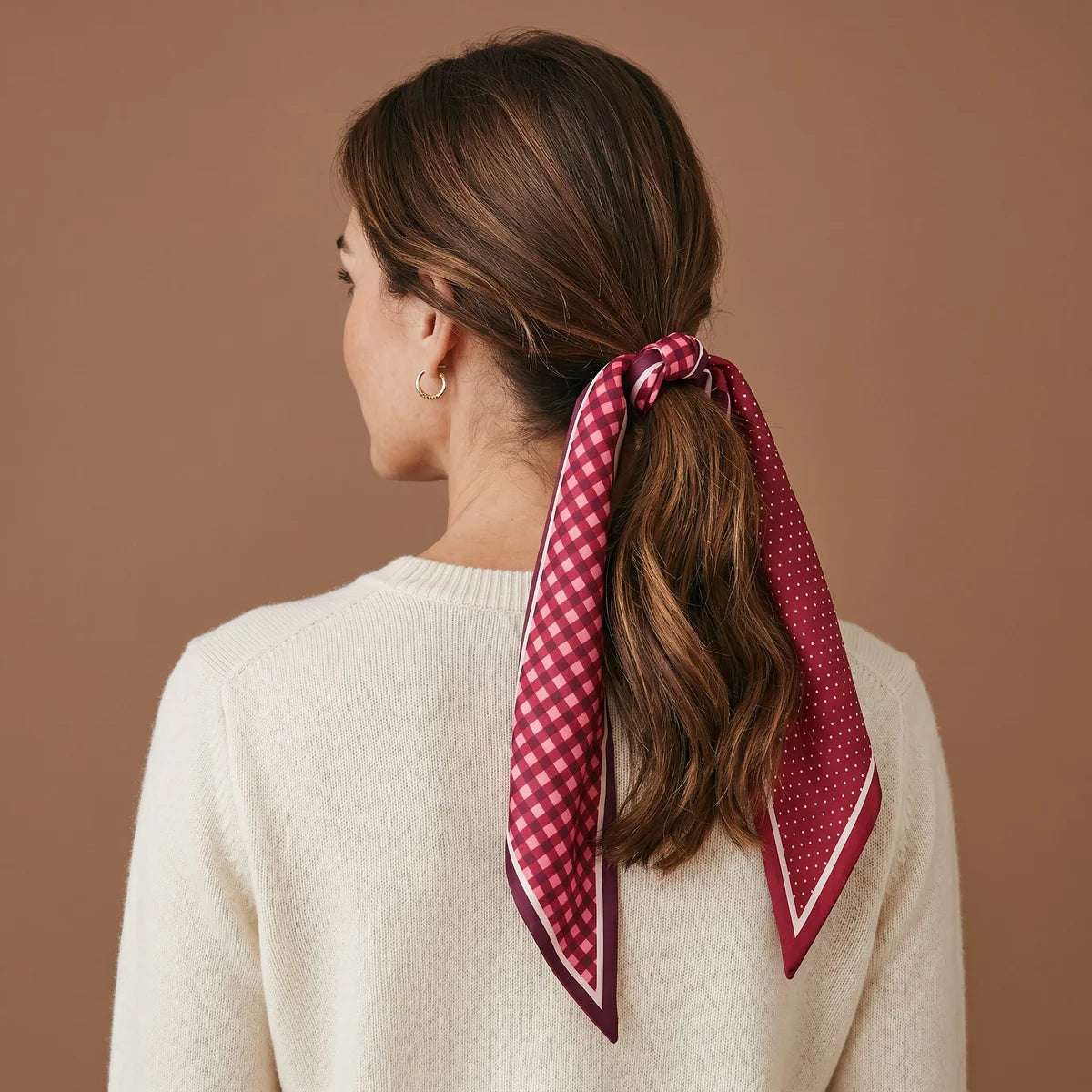 Twirl & Tie Scarf-Gingham Burgundy