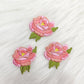 Small Pink Peony Rose Flower Embroidery Iron On Patch