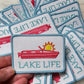 'Lake Life' Boat and Sun Embroidery Iron On Patch