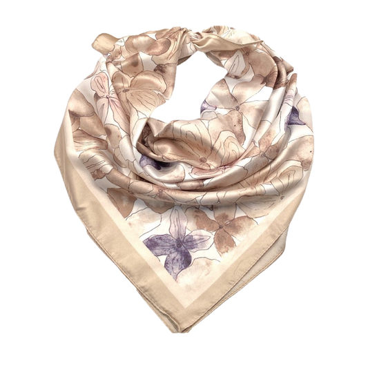 Ivory Floral Silk Scarf