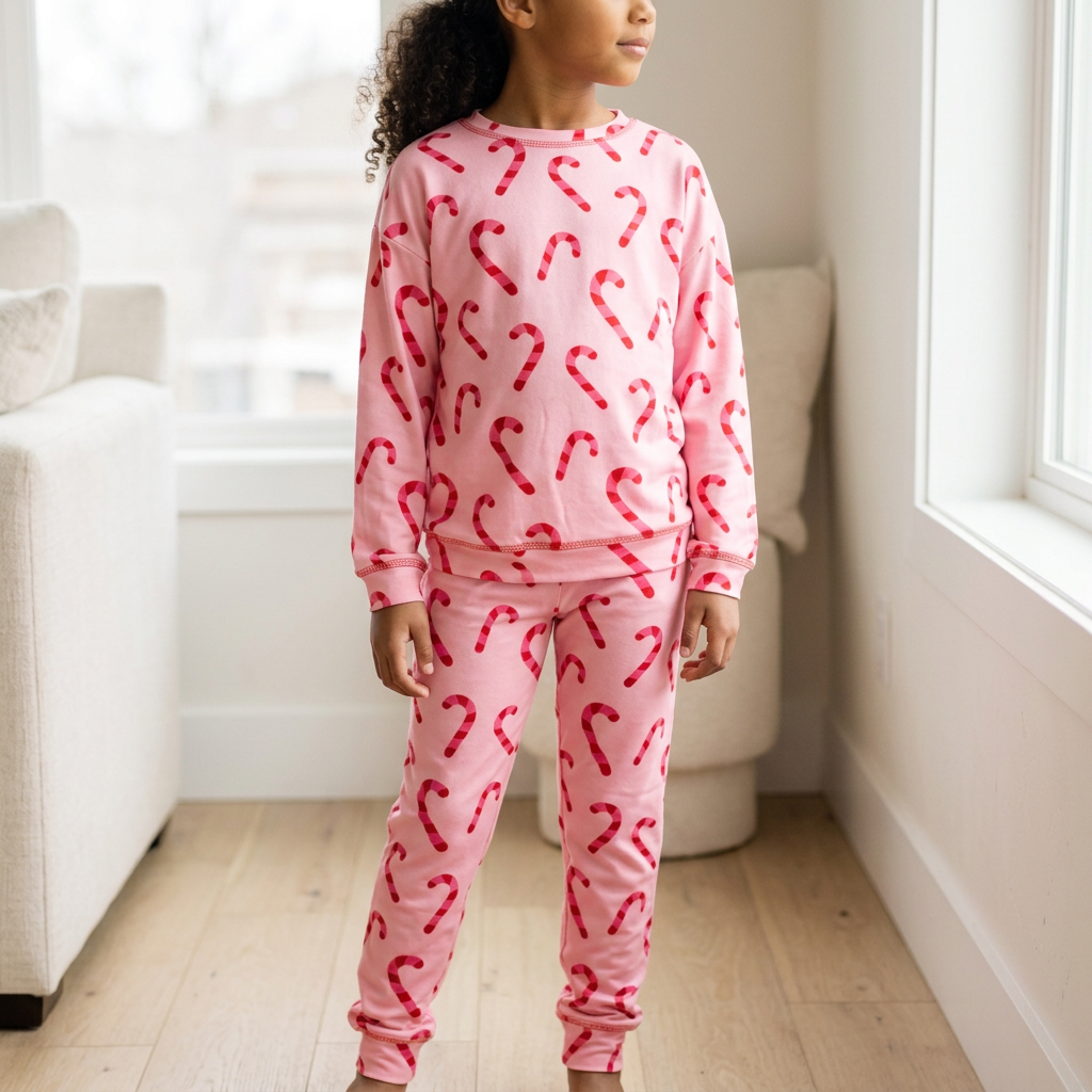 Candy Cane Wishes lounge set on a child model