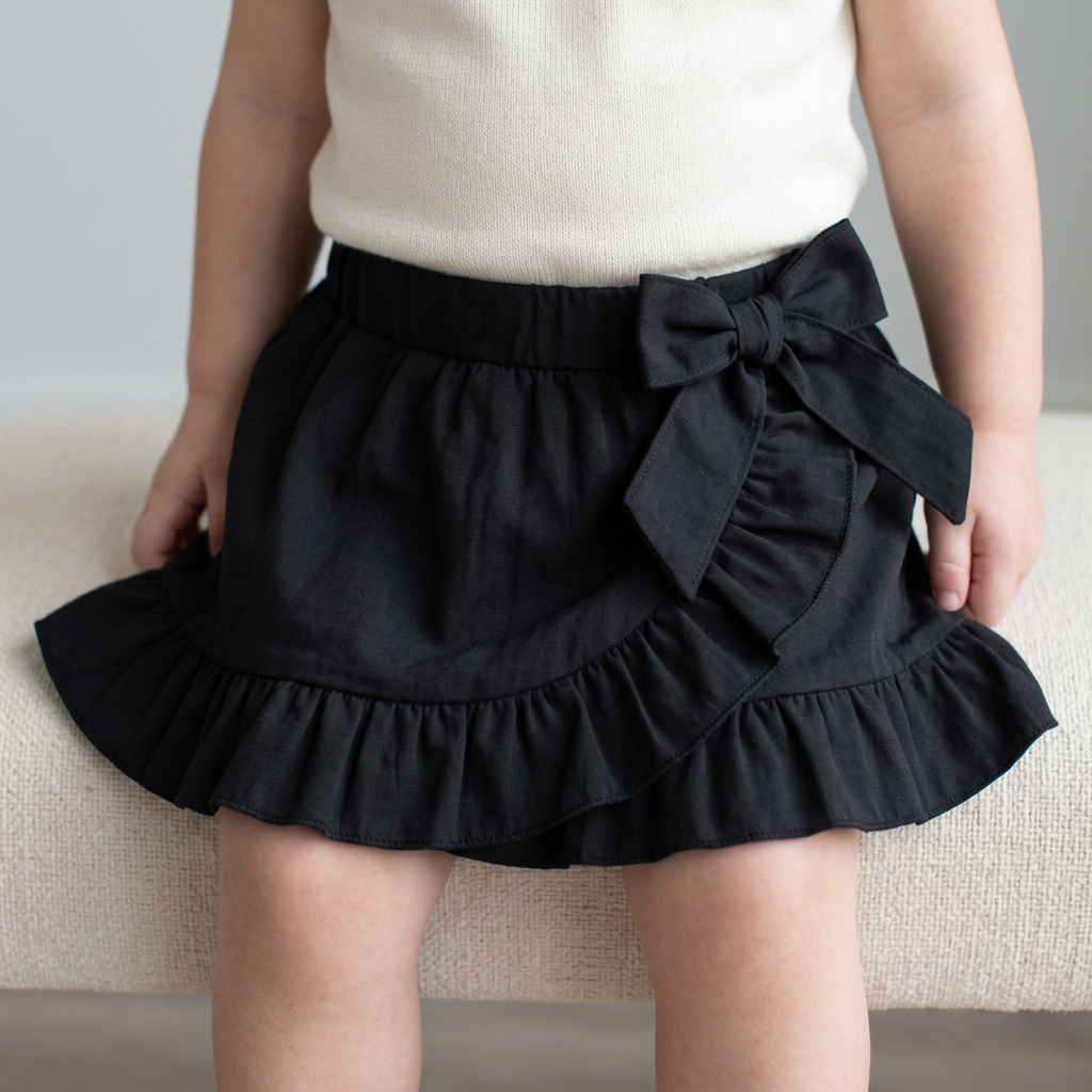 Close-up Black Bow Ruffle Skirt lifestyle image