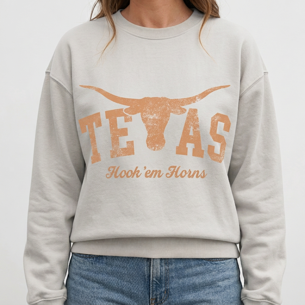 Color-corrected TEXAS Hook Em Horns Sweatshirt