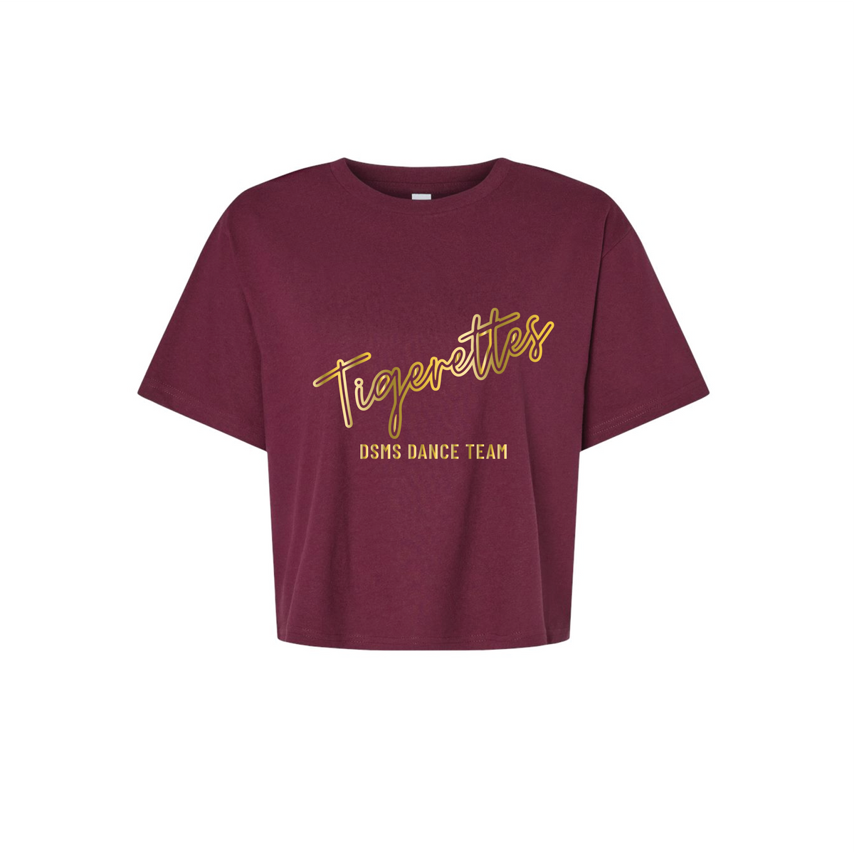 Tigerettes - Maroon & Gold Foil Script Women's Boxy Tee