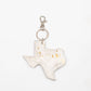 Texas Speckled Metallic Hide Keychain Clip   White/Gold   4x4