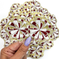 Maroon and gold cheer glitter pom poms patch iron on