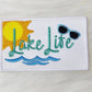 'Lake Life' Boat and Sun Embroidery Iron On Patch