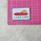 'Lake Life' Boat and Sun Embroidery Iron On Patch