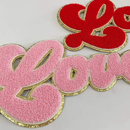 Large LOVE Chenille Iron-on Patch