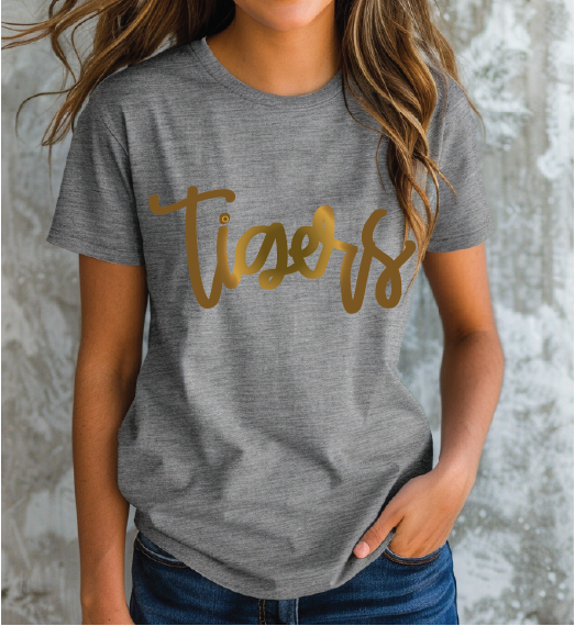 Foil  Script Tigers Tshirt