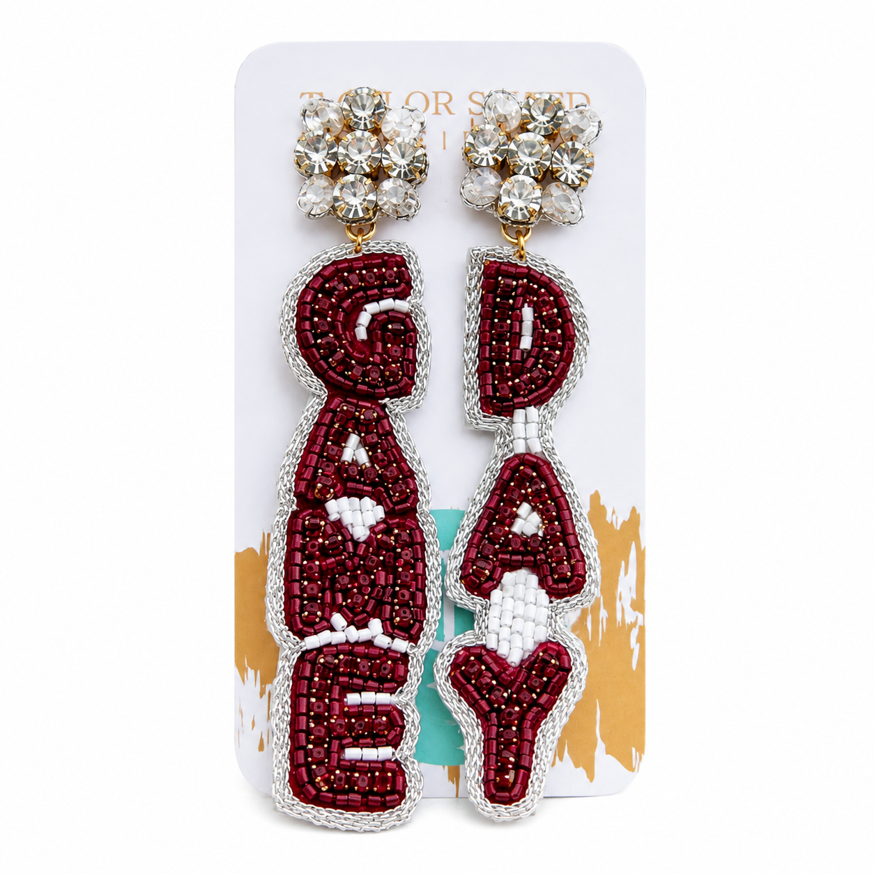 Game Day Beaded Earrings - Maroon