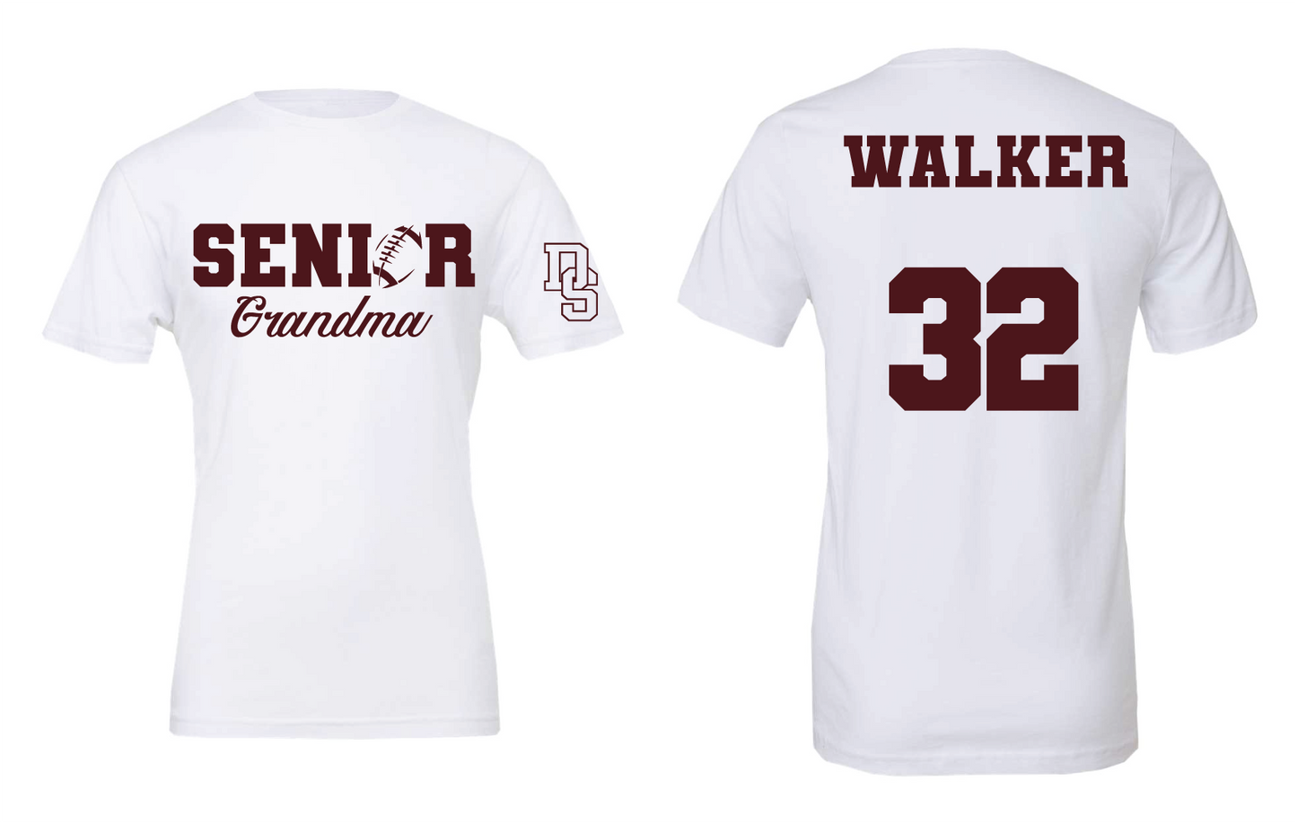 Senior Football Grandma - Tshirt (White or Maroon)
