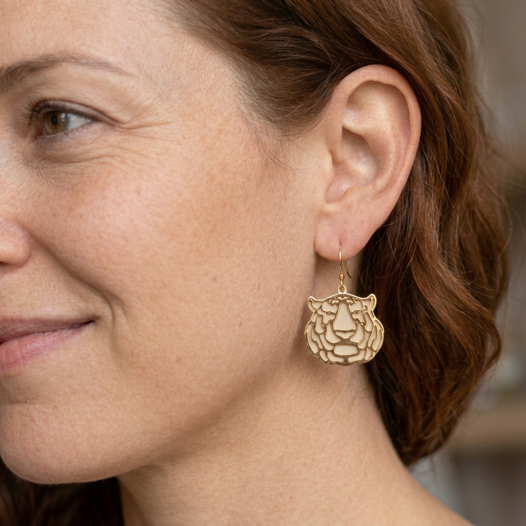Gold Bengal earrings with tighter framing