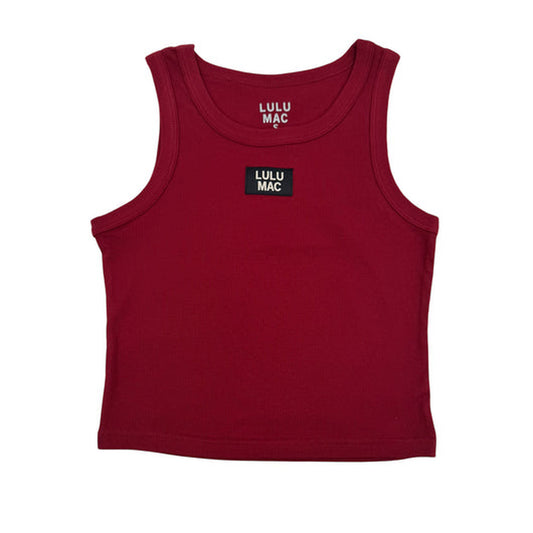 Lulu Mac maroon cropped tank top with front logo