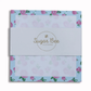 Lunch bag notes with a light blue border and pink rose pattern.