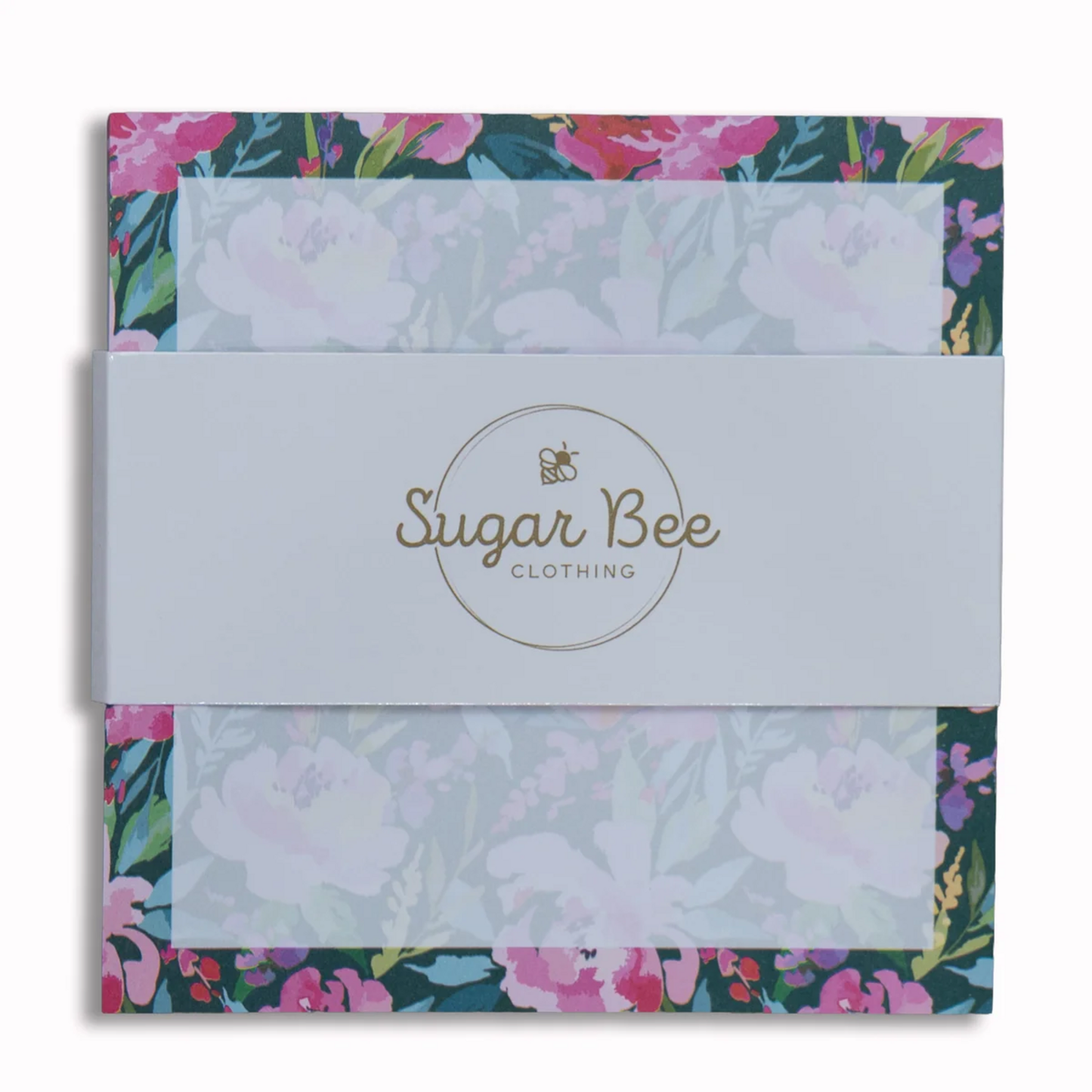 Lunch bag notes with a colorful floral border and central writing area.