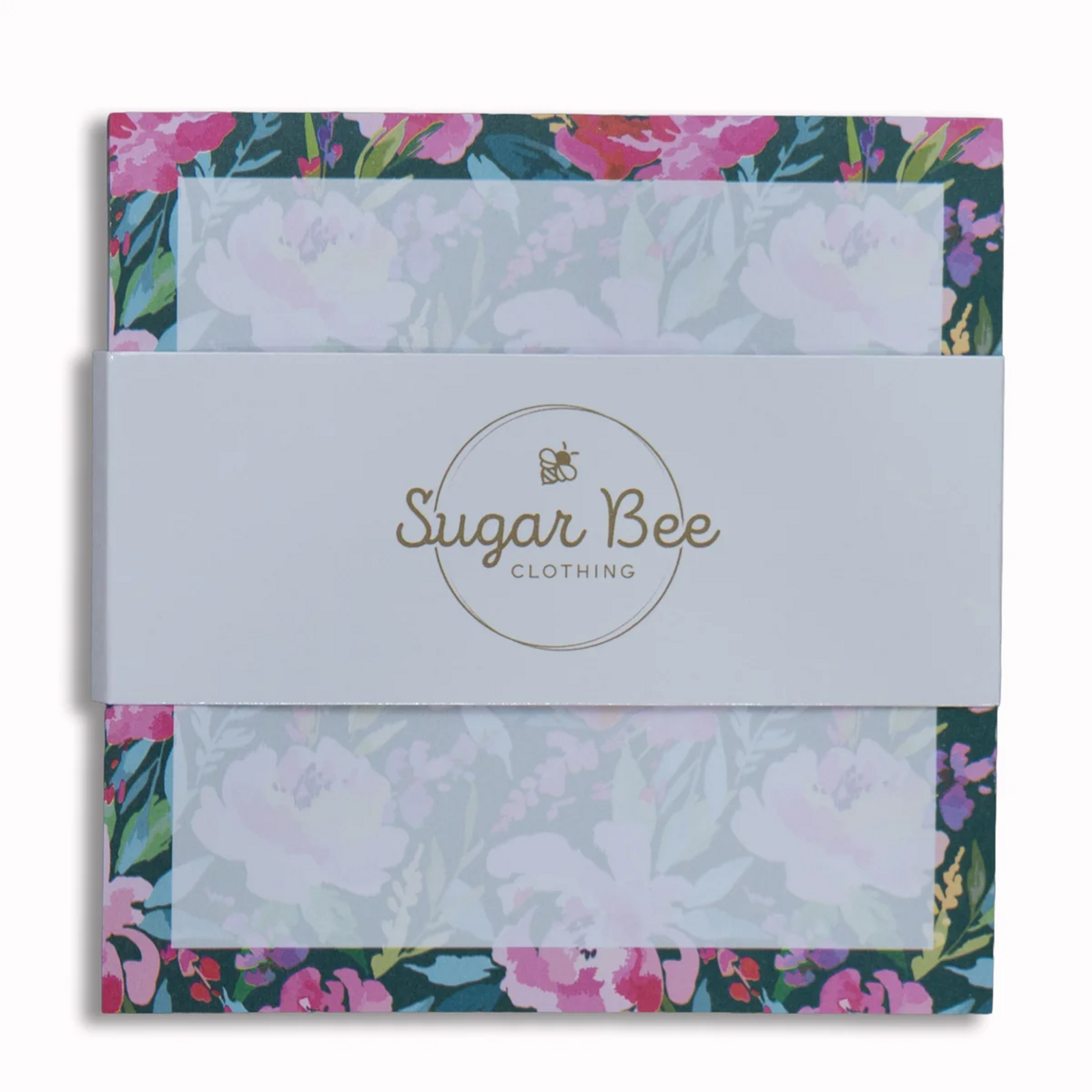 Lunch bag notes with a colorful floral border and central writing area.