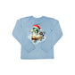 A light blue long-sleeve t-shirt with a graphic of a mallard duck wearing a red Santa hat, displayed flat against a white background.