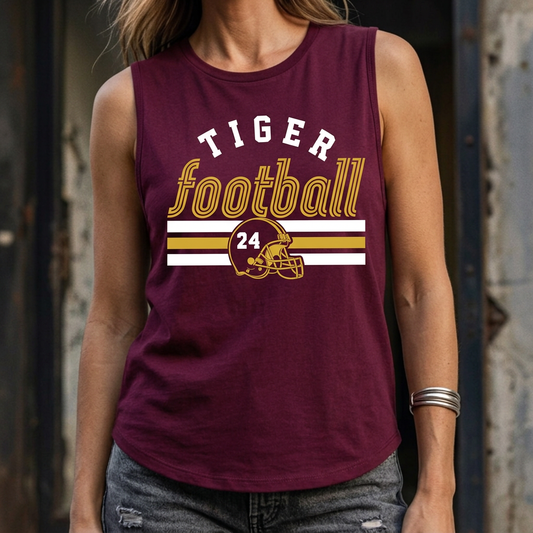 Maroon Tiger Football Tank editorial close-up