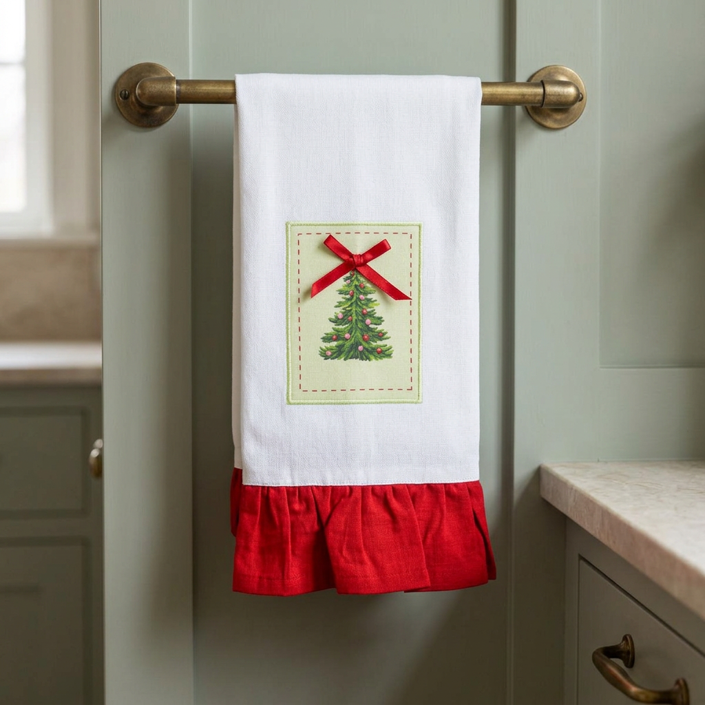 Noelle Christmas towel with a shorter hanging drop