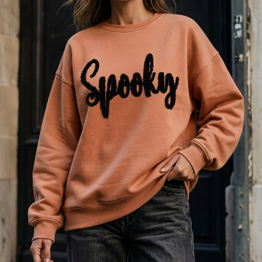 Spooky Fuzzy Letter Sweatshirt