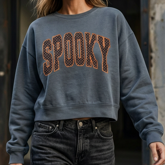 Spooky Polka Dot Cropped Sweatshirt