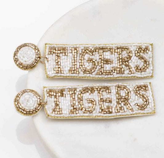 Tiger Ribbon Beaded Earrings