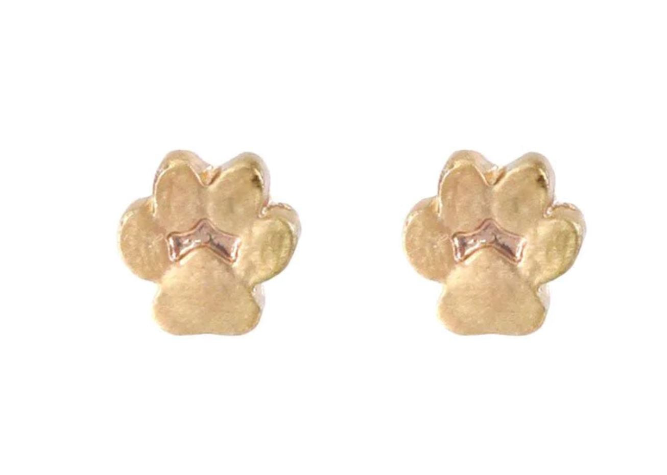 Tiny Paw Stud Earrings