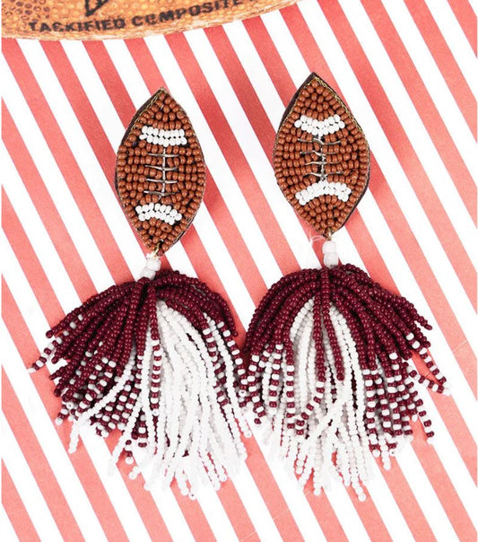 Football + Tassle Earrings